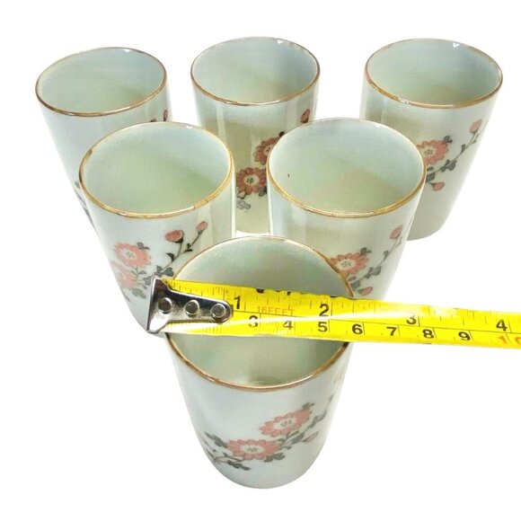 OMC Otagiri Japan Pink Floral Japanese Teacups Sake Cups 6PC Set MCM Vintage - Picture 7 of 11